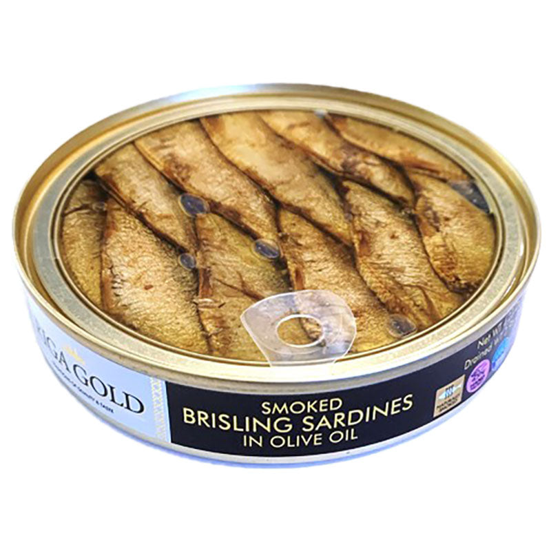 Riga Gold -Clear Top- Smoked Brisling Sardines in Olive Oil 120g