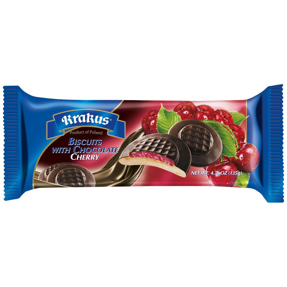 KRAKUS Cherry Biscuits w/ Chocolate 135g/4.76oz