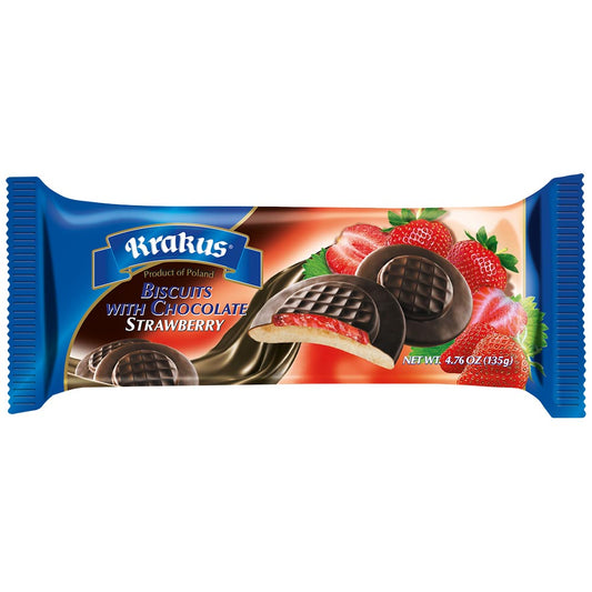 KRAKUS Strawberry Biscuits w/ Chocolate 135g/4.76oz