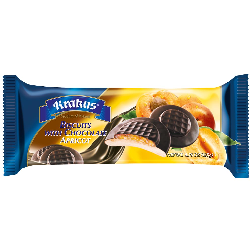 KRAKUS Apricot Biscuits w/ Chocolate 135g/4.76oz