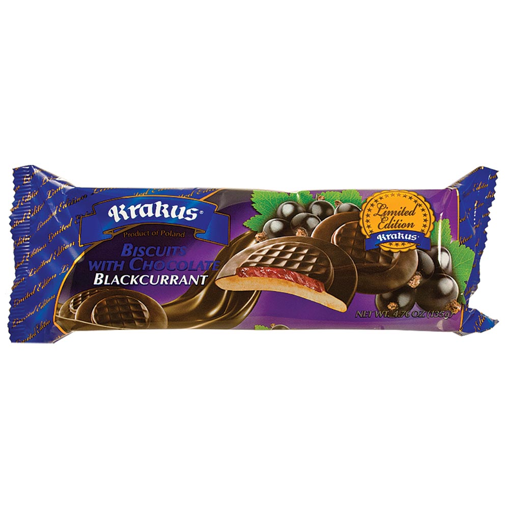 KRAKUS Black Currant Biscuits w/ Chocolate 135g/4.76oz