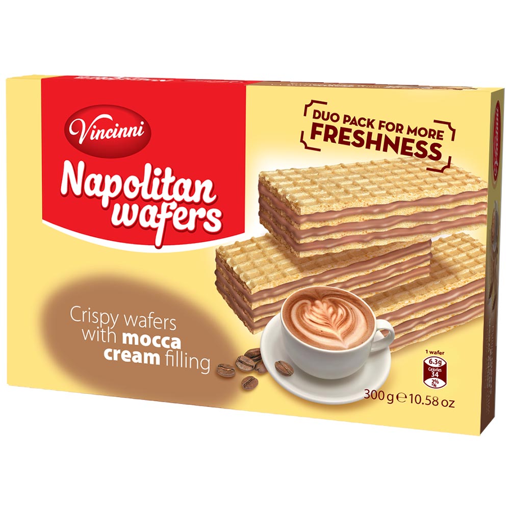 VINCINNI Napolitan Wafers - Mocca 300g Box