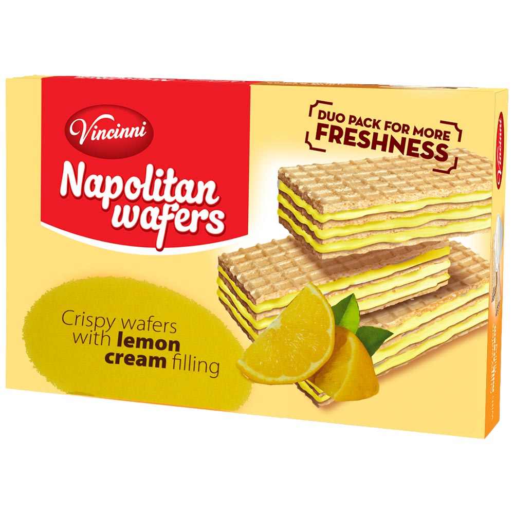 VINCINNI Napolitan Wafers - Lemon 300g Box