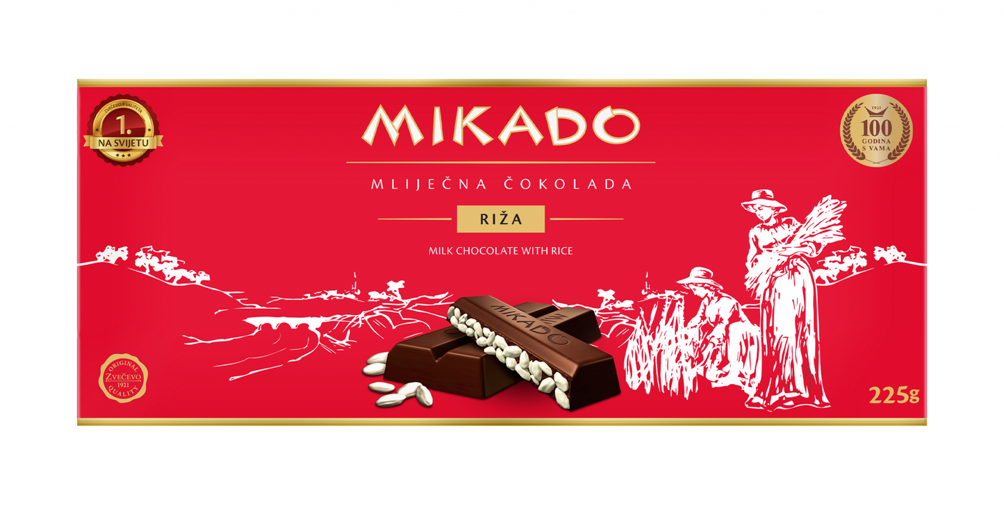 ZVECEVO Mikado Rice Chocolate 225g