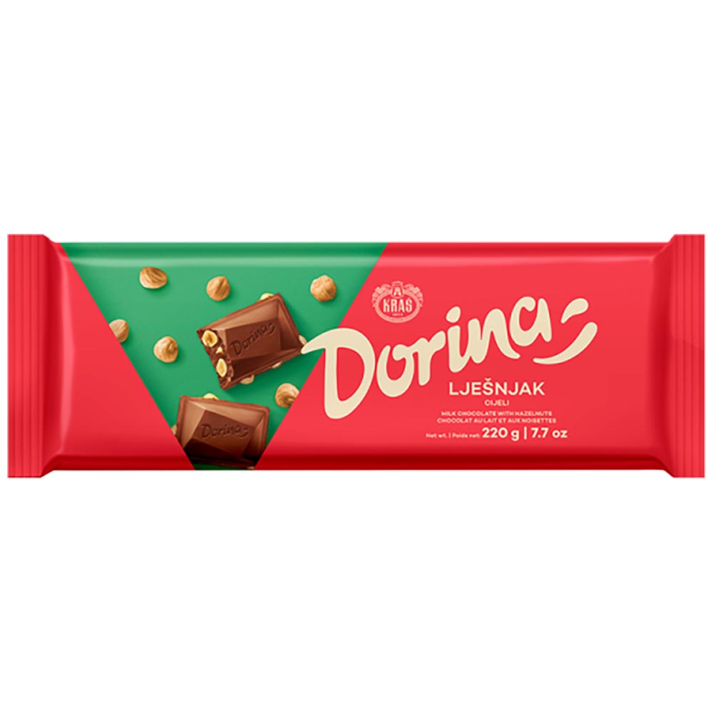 KRAS Dorina - Hazelnut Whole Chocolate Bar 220g