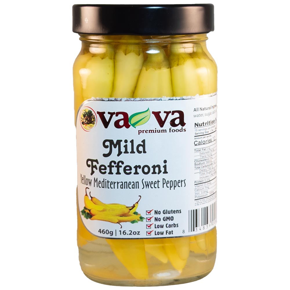 VA-VA Mild Yellow Fefferoni Peppers 460g/16.2oz (Square Jar)