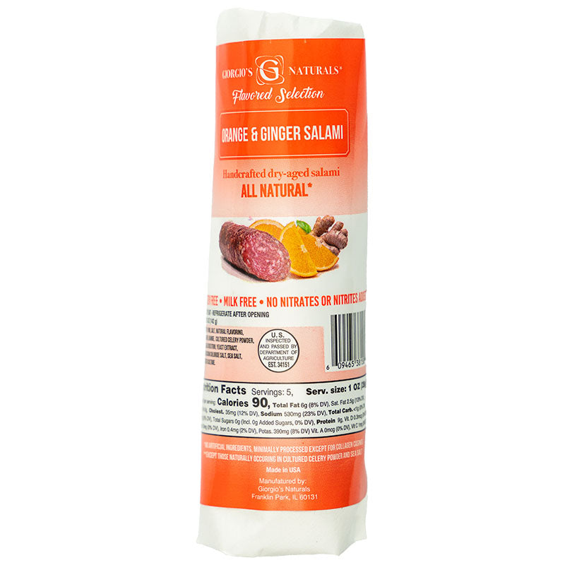 GIORGIO'S NATURAL Orange & Ginger Salami 5oz x 12