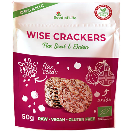 SEED OF LIFE Wise Crackers - Flax Seeds and Onion 50g