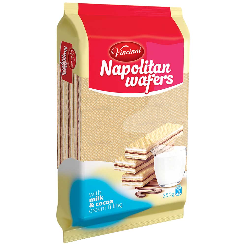 VINCINNI Napolitan Wafers - Milk & Cocoa 350g