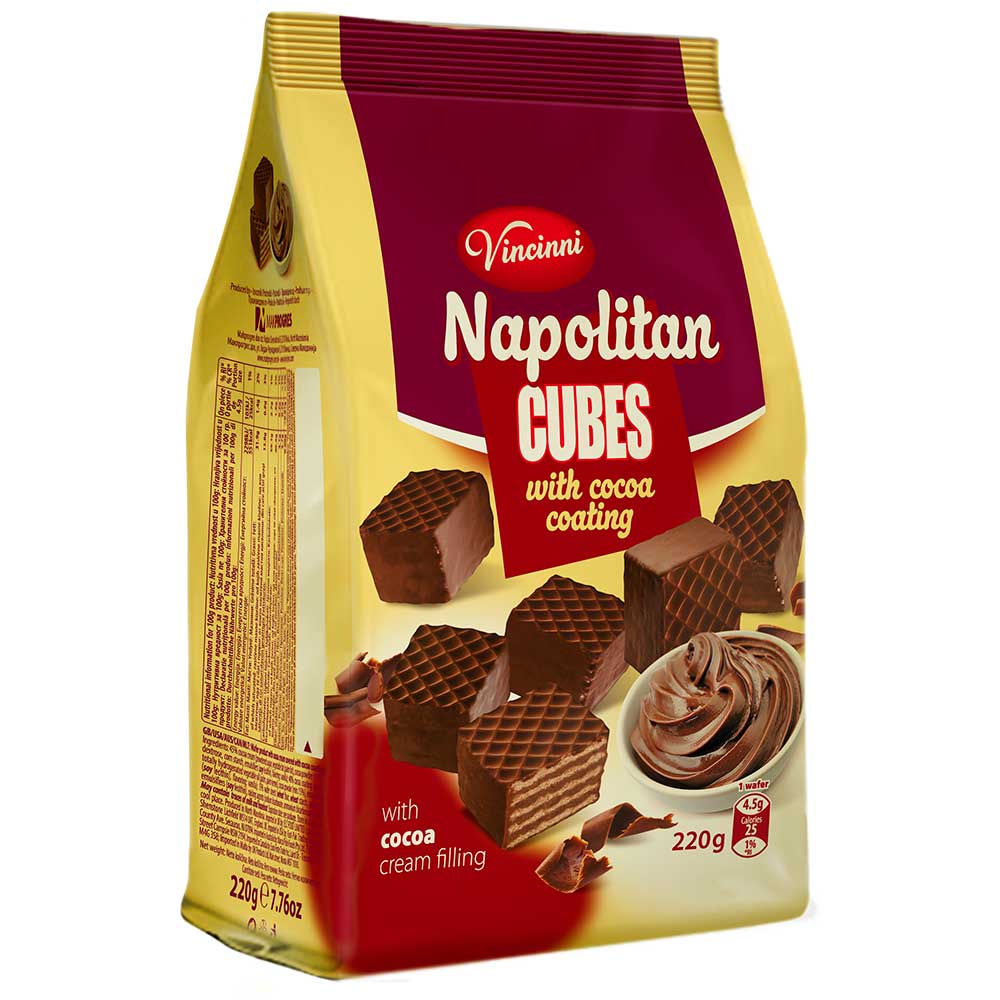 VINCINNI Napolitan CHOCOLATE Cubes - Cocoa 220g