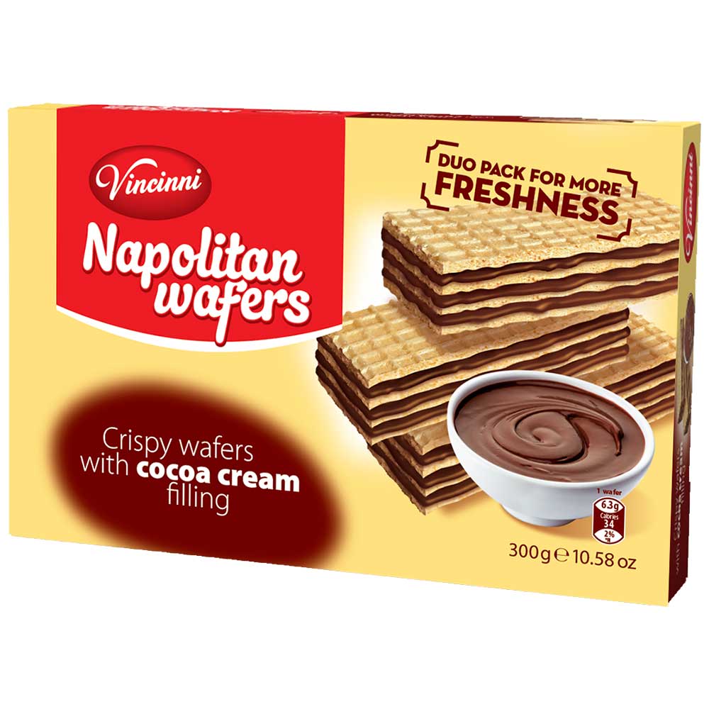 VINCINNI Napolitan Wafers - Cocoa 300g Box